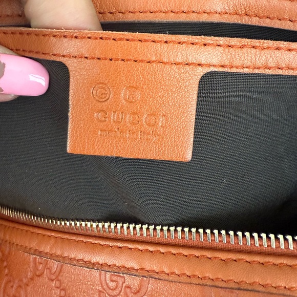 Gucci GG Supreme Monogram Orange Leather Boston Bag - Picture 8 of 13